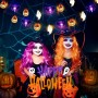 Kiuiom 6M 40LED Guirlandes Lumineuses Halloween,LED Halloween Guirnalda Luces con Colgante de Murciélago Fantasma de Calabaza