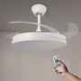 M Mimotec Ceiling Fan with LED White Hood Light, Remote Control, DC Motor, 6 Speeds, Quiet, Retractable Blades, Summer-Winter