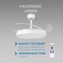 M Mimotec Ceiling Fan with LED White Hood Light, Remote Control, DC Motor, 6 Speeds, Quiet, Retractable Blades, Summer-Winter