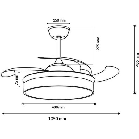 M Mimotec Ceiling Fan with LED White Hood Light, Remote Control, DC Motor, 6 Speeds, Quiet, Retractable Blades, Summer-Winter