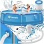 tectake® Piscina Redonda Desmontable, Estructura Acero, Piscina con Depuradora, Resistente al Exterior, Piscina Grande Incluye