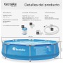 tectake® Piscina Redonda Desmontable, Estructura Acero, Piscina con Depuradora, Resistente al Exterior, Piscina Grande Incluye