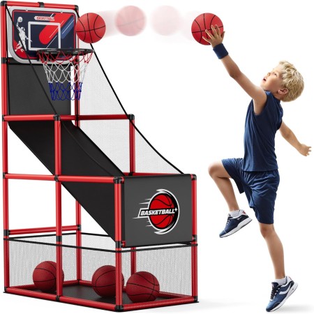 HYES Basketball Arcade Games for Kids, Basketball Basket with 4 Balls, Indoor and Outdoor Basketball Games, Sports Gifts for