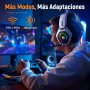 Ozeino Cascos Gaming Inalámbricos para PC/Ps5/Ps4, Auriculares Gaming Inalámbricos de 2,4GHz Wireless+Bluetooth, Baja Latencia