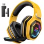 Ozeino Cascos Gaming Inalámbricos para PC/Ps5/Ps4, Auriculares Gaming Inalámbricos de 2,4GHz Wireless+Bluetooth, Baja Latencia