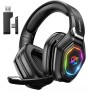Ozeino Cascos Gaming Inalámbricos para PC/Ps5/Ps4, Auriculares Gaming Inalámbricos de 2,4GHz Wireless+Bluetooth, Baja Latencia