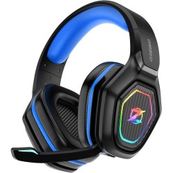 Ozeino Cascos Gaming Inalámbricos para PC/Ps5/Ps4, Auriculares Gaming Inalámbricos de 2,4GHz Wireless+Bluetooth, Baja Latencia
