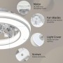 Ceiling Fan with Light 40.5 cm, Ceiling Fans 20 W Quiet, Dimmable 3000K-4000K-6500K, 6 Wind Speed with Remote Control, Timer,