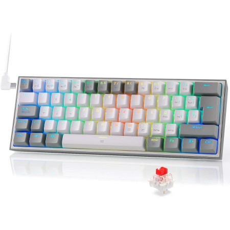 Redragon K617 Fizz 60% Disposición QWERTY ES Teclado Gaming, LED Iluminación Teclado para Juegos con Cable USB-C, Teclado