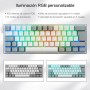 Redragon K617 Fizz 60% Disposición QWERTY ES Teclado Gaming, LED Iluminación Teclado para Juegos con Cable USB-C, Teclado