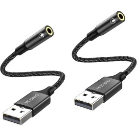 MOSWAG Adaptador USB a Conector de Audio (2 Piezas), convertidor Auxiliar estéreo de 3,5 mm Adaptador de Tarjeta de Sonido