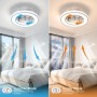 Ceiling Fan with Light 40.5 cm, Ceiling Fans 20 W Quiet, Dimmable 3000K-4000K-6500K, 6 Wind Speed with Remote Control, Timer,