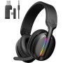 MANKIW Cascos Gaming Inalámbricos Estéreo HiFi con Micrófono Antirruido, Auriculares Bluetooth 5.4 con Baja Latencia para
