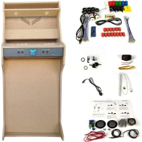 TALENTEC 24" Arcade Furniture Kit in MDF + Acrylic Perspex + Components. 28 mm Buttons and Joystick of Spanish Type
