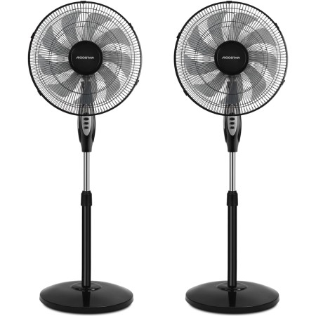 Aigostar Standing Fan with 9 Blades, Silent, 3 Speeds, 80° Oscillating, Height Adjustable from 105 to 120 cm, Portable Fan, for