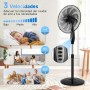 Aigostar Standing Fan with 9 Blades, Silent, 3 Speeds, 80° Oscillating, Height Adjustable from 105 to 120 cm, Portable Fan, for