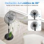 Aigostar Standing Fan with 9 Blades, Silent, 3 Speeds, 80° Oscillating, Height Adjustable from 105 to 120 cm, Portable Fan, for