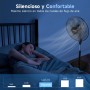 Aigostar Standing Fan with 9 Blades, Silent, 3 Speeds, 80° Oscillating, Height Adjustable from 105 to 120 cm, Portable Fan, for