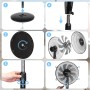 Aigostar Standing Fan with 9 Blades, Silent, 3 Speeds, 80° Oscillating, Height Adjustable from 105 to 120 cm, Portable Fan, for