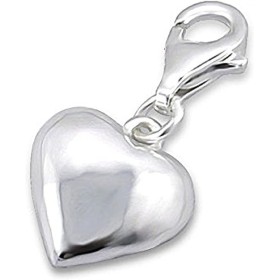 LYVQZPWLRamuletos de perlas, Clip de corazón de plata de ley