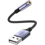 MOSWAG Adaptador USB a Conector de Audio (2 Piezas), convertidor Auxiliar estéreo de 3,5 mm Adaptador de Tarjeta de Sonido