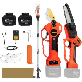Podadora eléctrica portátil de 25 V, podadora inalámbrica de 40 mm, podadora eléctrica con pértiga de extensión de alcance,