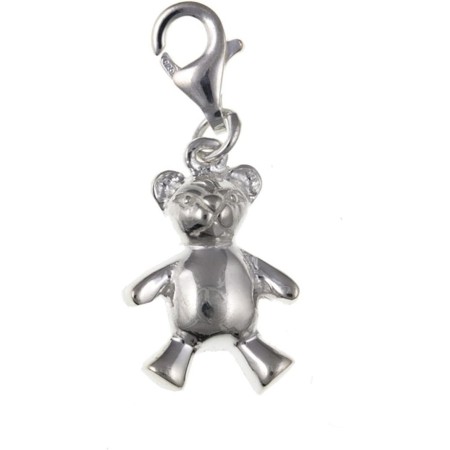 LYVQZPWLRamuletos de perlas, Dije de clip de plata esterlina con forma de oso de peluche -