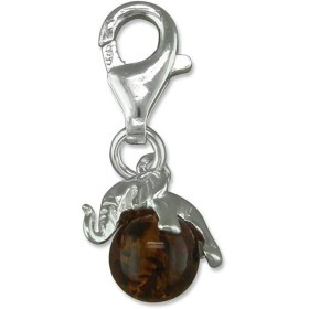 LYVQZPWLRamuletos de perlas, Colgante de plata de ley con clip, diseño de elefante 3D y orbe de ámbar miel