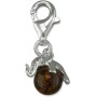 LYVQZPWLRamuletos de perlas, Colgante de plata de ley con clip, diseño de elefante 3D y orbe de ámbar miel