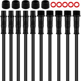 5 Piezas Conectores Impermeables de 2 Pines, Macho y Hembra, Cable de 20 cm para Extensión de Cable de Baja Tensión 16-22AWG,