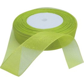 AERZETIX - Cinta de organza organdí decorativa brillante - 20mm x 45 metros - limón verde - proyectos creativos coser arte