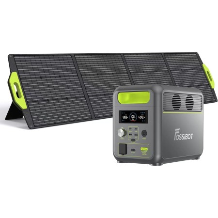 FOSSIBOT F1200 - Estación de energía portátil de 1200 W con panel solar de 200 W, generador solar de 1024 Wh (pico de 2400 W),