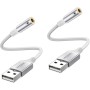 MOSWAG Adaptador USB a Conector de Audio (2 Piezas), convertidor Auxiliar estéreo de 3,5 mm Adaptador de Tarjeta de Sonido