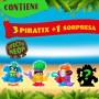 PIRATIX ADVENTURE WORLD Serie Crazy Jungle, Pack de 4 - Contiene 4 Piratix: 1 neón y 1 Sorpresa y 4 Accesorios neón. Pack 2 de 6