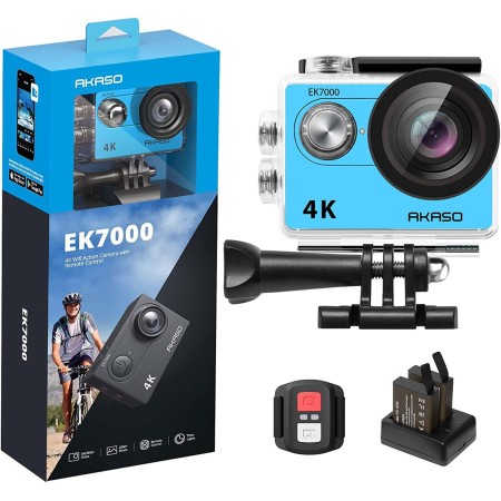 AKASO Cámara Deportiva 4K, 30FPS 20MP WiFi Cámara de Acción, Gran Ángulo 170° con Control Remoto 2.4 G, Camara Acuatica