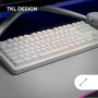 Mars Gaming MK124, Teclado Ergonómico H-Mech, Reposamuñecas Integrado, Iluminación FRGB Rainbow, Teclado Gaming Antighosting