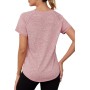 Gyabnw Camiseta Deportiva Mujer de Manga Corta Camisetas de Cuello en V Mujer Ropa Deporte Secado Rápido Yoga Fitness Running