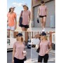 Gyabnw Camiseta Deportiva Mujer de Manga Corta Camisetas de Cuello en V Mujer Ropa Deporte Secado Rápido Yoga Fitness Running