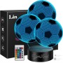 YverLand Lamparita LED con forma de 3 balones de fútbol, 16 colores y mando a distancia. Decoración deportiva para dormitorios y