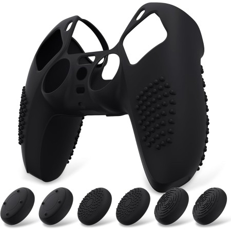 eXtremeRate PlayVital Funda de Silicona para ps5 Mando - Carcasa Protectora con 6 Tapas de Joysticks, Impermeable, Resistente y