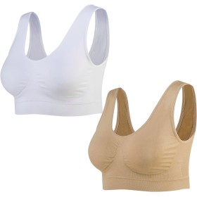 Lemef Sujetador Deportiva sin Costuras Sostén sin Aros con Almohadillas Extraíbles para Mujeres (3 Paquetes)