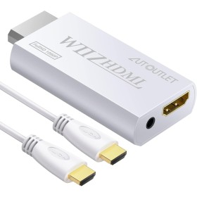 AUTOUTLET Adaptador Wii a HDMI, Convertidor Wii Hdmi 1080P / 720P Full HD, con Salida de Audio y Video de 3,5mm y Cable HDMI de