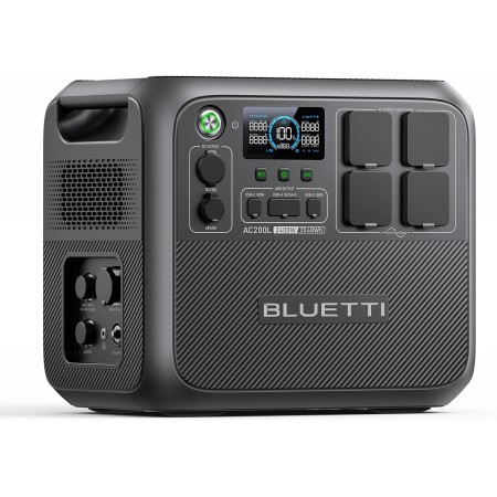 BLUETTI - Estación eléctrica portátil AC200L, 2048Wh batería LiFePO4, extensible a 8192Wh, 4 salidas AC de 2400 W (3600 W Power