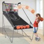 GOPLUS Foldable Basketball Hoop, Portable Shooting Machine, Arcade Basketball with 8 Game Modes, 4 Balls, 2 Baskets, Pump and