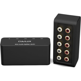 Cubilux AS-R1 - Caja Divisora de Audio RCA de 4 Vías, Estéreo de 4 Canales, Pasivo, Fabricado Con Aleación de Aluminio (1 en 4