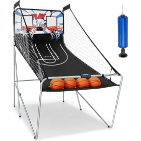 GOPLUS Foldable Basketball Hoop, Portable Shooting Machine, Arcade Basketball with 8 Game Modes, 4 Balls, 2 Baskets, Pump and