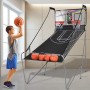 GOPLUS Foldable Basketball Hoop, Portable Shooting Machine, Arcade Basketball with 8 Game Modes, 4 Balls, 2 Baskets, Pump and