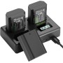 NEEWER 2 Pack 2280mAh NP-FZ100 Batería de Repuesto y Cargador Dual USB con Pantalla LCD, Compatible con Sony ZV-E10II A9III