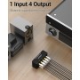 Cubilux AS-R1 - Caja Divisora de Audio RCA de 4 Vías, Estéreo de 4 Canales, Pasivo, Fabricado Con Aleación de Aluminio (1 en 4