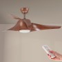 M mimotec - Ceiling Fan LED Energy 58W White, remote control, DC motor 40W+LED light 18W, 6 speeds, silent, 3 blades natural